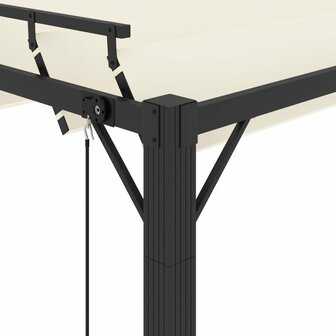 Prieel met lamellendak 3x3 m stof en aluminium cr&egrave;mekleurig