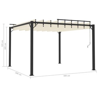 Prieel met lamellendak 3x3 m stof en aluminium cr&egrave;mekleurig