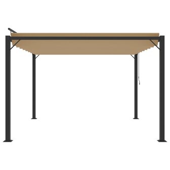 Prieel met lamellendak 3x3 m stof en aluminium taupe