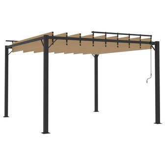 Prieel met lamellendak 3x3 m stof en aluminium taupe