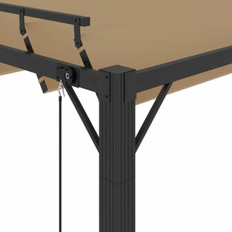Prieel met lamellendak 3x3 m stof en aluminium taupe