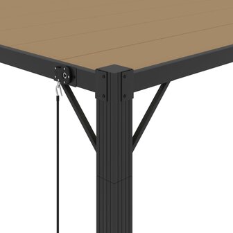 Prieel met lamellendak 3x3 m stof en aluminium taupe