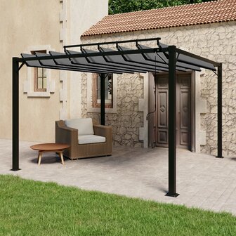 Prieel met lamellendak 3x3 m stof en aluminium antracietkleurig