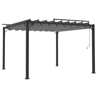 Prieel met lamellendak 3x3 m stof en aluminium antracietkleurig