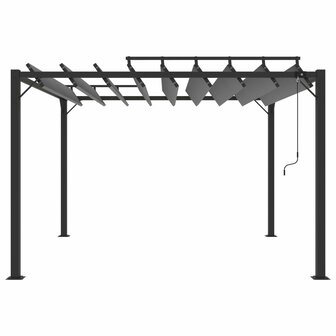 Prieel met lamellendak 3x3 m stof en aluminium antracietkleurig