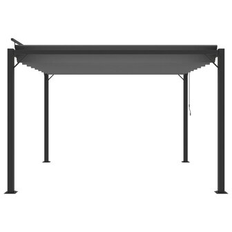 Prieel met lamellendak 3x3 m stof en aluminium antracietkleurig