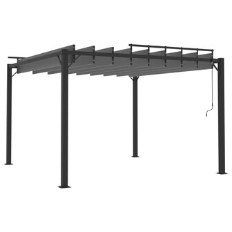 Prieel met lamellendak 3x3 m stof en aluminium antracietkleurig