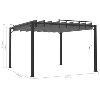 Prieel met lamellendak 3x3 m stof en aluminium antracietkleurig