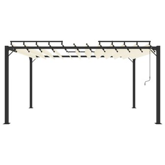 Prieel met lamellendak 3x4 m stof en aluminium cr&egrave;mekleurig