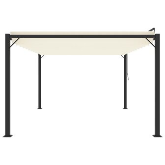 Prieel met lamellendak 3x4 m stof en aluminium cr&egrave;mekleurig