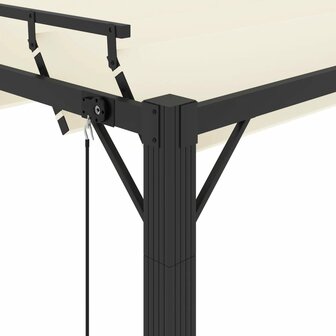 Prieel met lamellendak 3x4 m stof en aluminium cr&egrave;mekleurig
