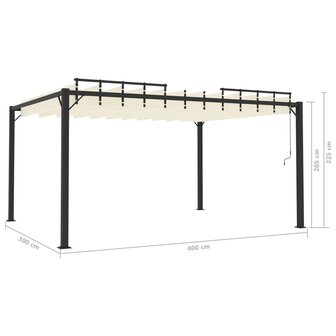 Prieel met lamellendak 3x4 m stof en aluminium cr&egrave;mekleurig