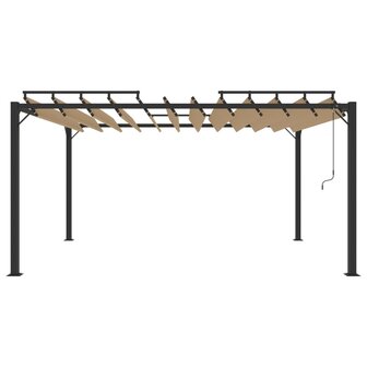 Prieel met lamellendak 3x4 m stof en aluminium taupe