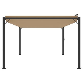 Prieel met lamellendak 3x4 m stof en aluminium taupe