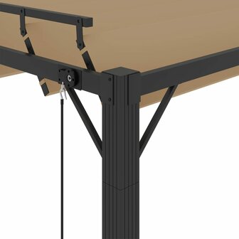 Prieel met lamellendak 3x4 m stof en aluminium taupe