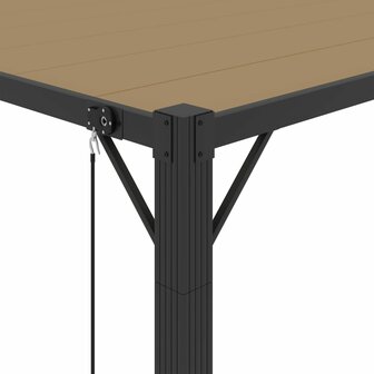 Prieel met lamellendak 3x4 m stof en aluminium taupe