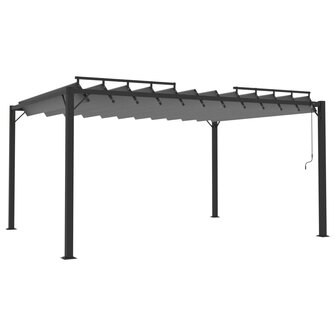 Prieel met lamellendak 3x4 m stof en aluminium antracietkleurig