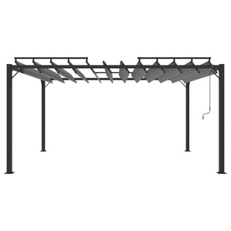 Prieel met lamellendak 3x4 m stof en aluminium antracietkleurig