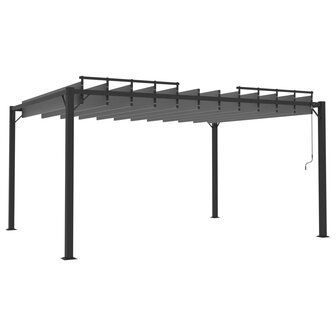 Prieel met lamellendak 3x4 m stof en aluminium antracietkleurig