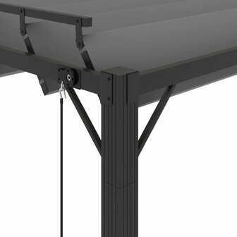 Prieel met lamellendak 3x4 m stof en aluminium antracietkleurig
