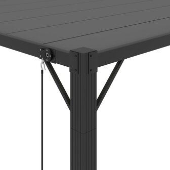Prieel met lamellendak 3x4 m stof en aluminium antracietkleurig