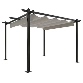 Tuinprieel met uittrekbaar dak 3x3 m cr&egrave;mekleurig