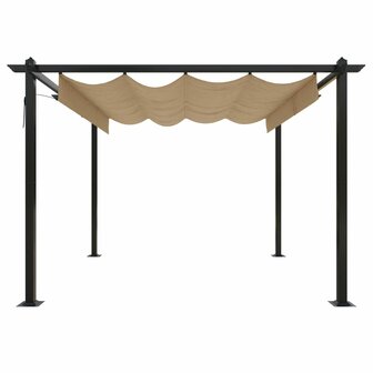 Tuinprieel met uittrekbaar dak 3x3 m taupe