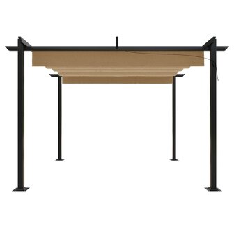 Tuinprieel met uittrekbaar dak 3x3 m taupe