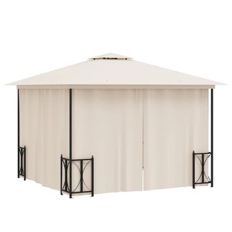 Prieel met zijwanden en dubbel dak 3x3 m cr&egrave;mekleurig