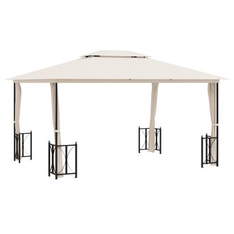 Prieel met zijwanden en dubbel dak 3x4 m cr&egrave;mekleurig