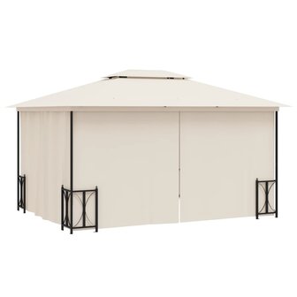 Prieel met zijwanden en dubbel dak 3x4 m cr&egrave;mekleurig