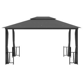Prieel met zijwanden en dubbel dak 3x4 m antracietkleurig