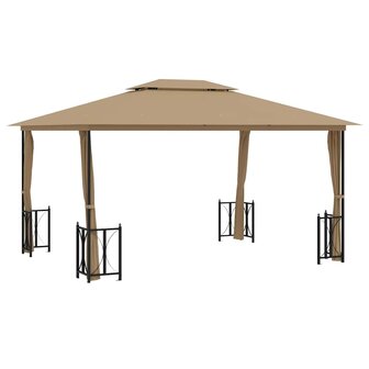 Prieel met zijwanden en dubbel dak 3x4 m taupe