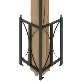 Prieel met zijwanden en dubbel dak 3x4 m taupe