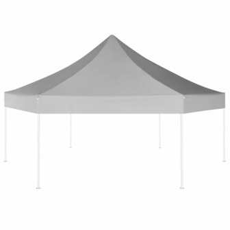 Partytent pop-up zeshoekig inklapbaar 3,6x3,1 m grijs