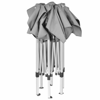 Partytent pop-up zeshoekig inklapbaar 3,6x3,1 m grijs