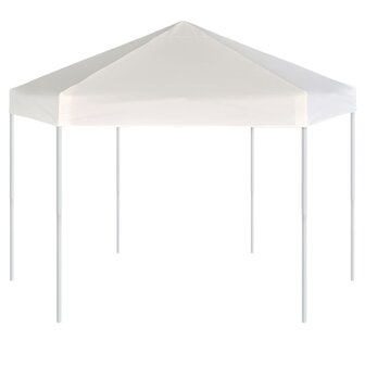 Partytent pop-up zeshoekig met 6 zijwanden 3,6x3,1 m cr&egrave;mewit
