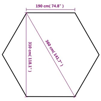 Partytent pop-up zeshoekig met 6 zijwanden 3,6x3,1 m cr&egrave;mewit