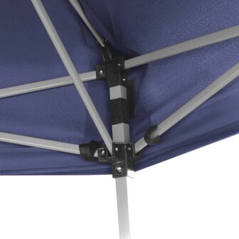 Partytent met zijwanden pop-up zeshoekig 3,6x3,1 m donkerblauw