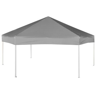 Partytent pop-up zeshoekig met 6 zijwanden 3,6x3,1 m grijs