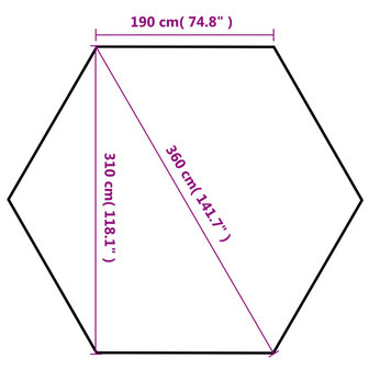 Partytent pop-up zeshoekig met 6 zijwanden 3,6x3,1 m grijs