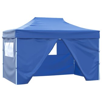 Vouwtent pop-up met 4 zijwanden 3x4,5 m blauw