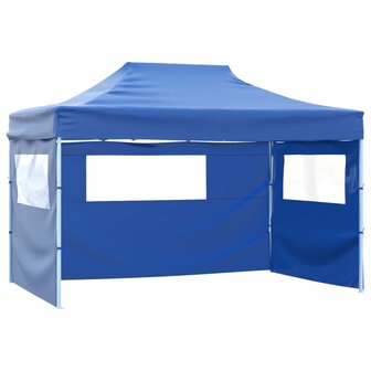 Vouwtent pop-up met 4 zijwanden 3x4,5 m blauw