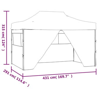 Vouwtent pop-up met 4 zijwanden 3x4,5 m blauw