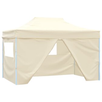 Vouwtent pop-up met 4 zijwanden 3x4,5 m cr&egrave;mewit