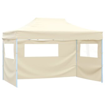 Vouwtent pop-up met 4 zijwanden 3x4,5 m cr&egrave;mewit