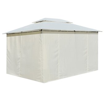 Tuinpaviljoen met gordijnen 4x3 m wit