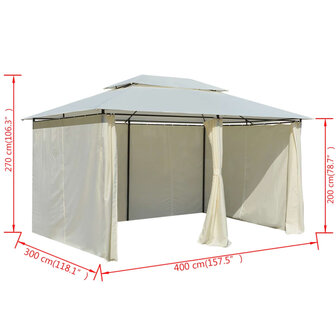 Tuinpaviljoen met gordijnen 4x3 m wit
