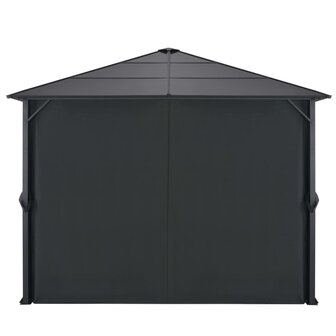 Prieel met gordijn 3x3 m aluminium zwart