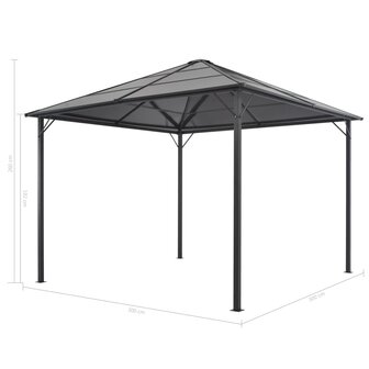Prieel met gordijn 3x3 m aluminium zwart